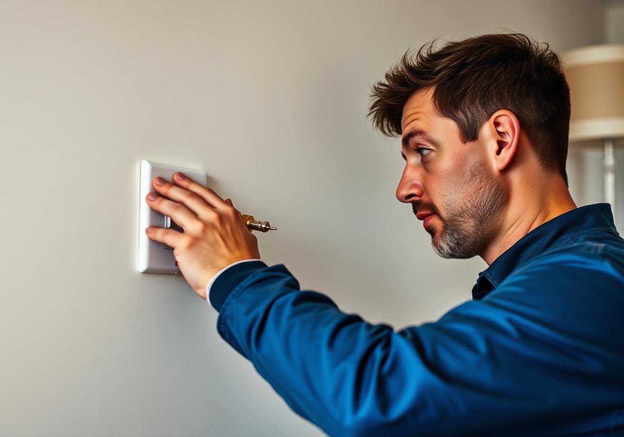 Electrician installing a new wall switch.